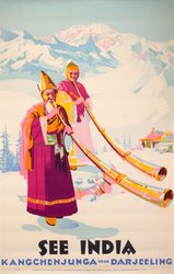 See India Kanchenjunga Near Darjeeling original vintage poster