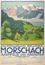 Zahnradbahn Brunnen Morschach Switzerland original vintage poster