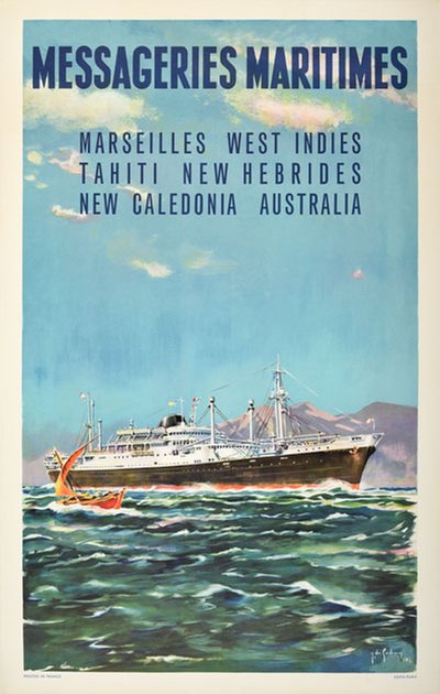 Messageries Maritimes original poster designed by J. DES GACHONS