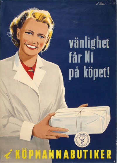 Köpmannabutiker original poster designed by L. Linius