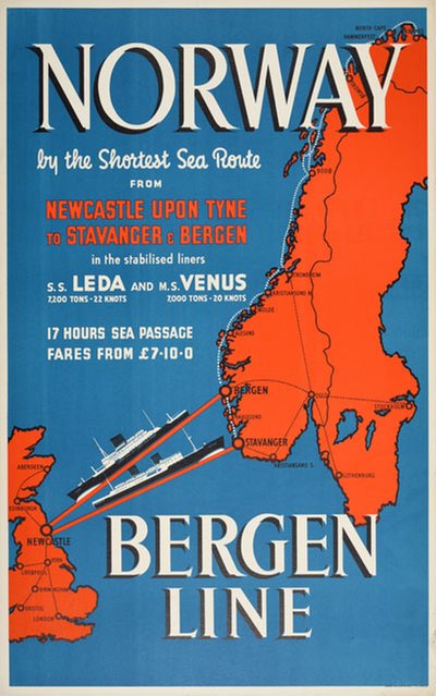 Norway by the Shortest Sea Route - Bergen Line original poster 