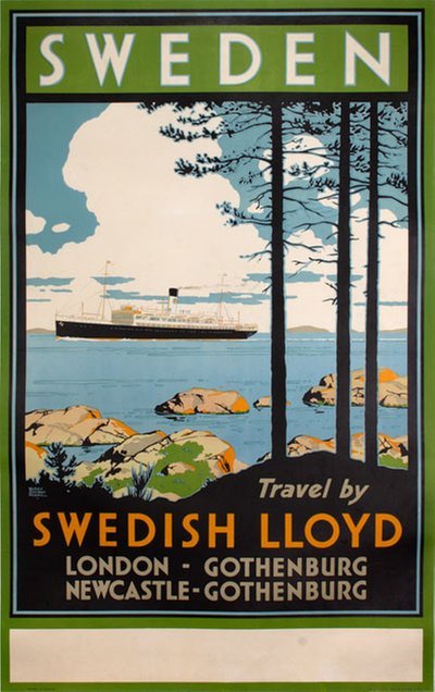 Sweden - Travel by Swedish Lloyd original poster designed by Rodmell, Harry Hudson (1896-1984)