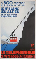 Le Telepherique - Le Mt. Blanc, Les Alpes original vintage poster