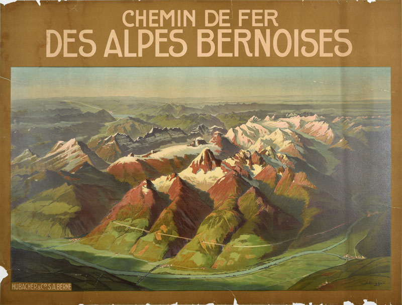 Chemin de Fer Des Alpes Bernoises original poster designed by A. Bugger