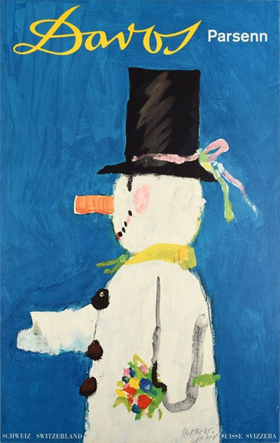 Davos Parsenn Snowman original poster designed by Leupin, Herbert (1916-1999)