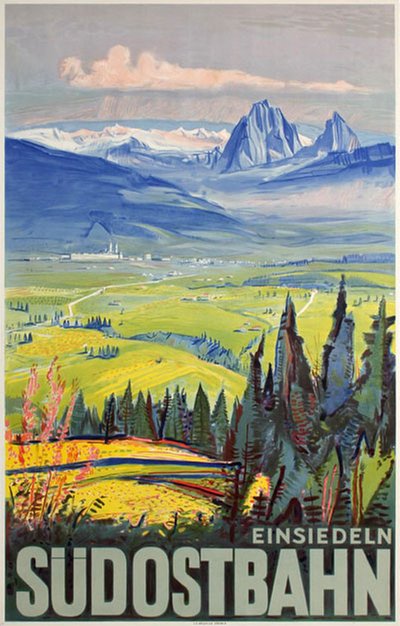 Einsiedeln Südostbahn SOB Switzerland original poster designed by Baumberger, Otto (1889-1961)