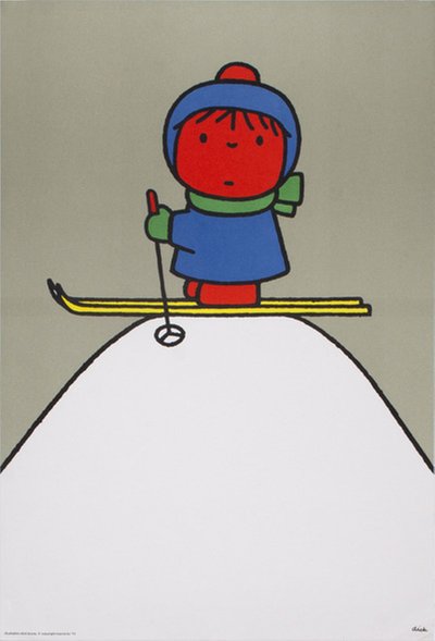 Dick Bruna Ski Poster original poster designed by Bruna, (Dick) Hendrik Magdalenus  (1927 - 2017)