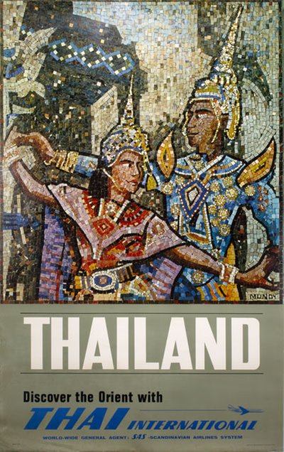 Thailand Thai International to the Orient original poster 