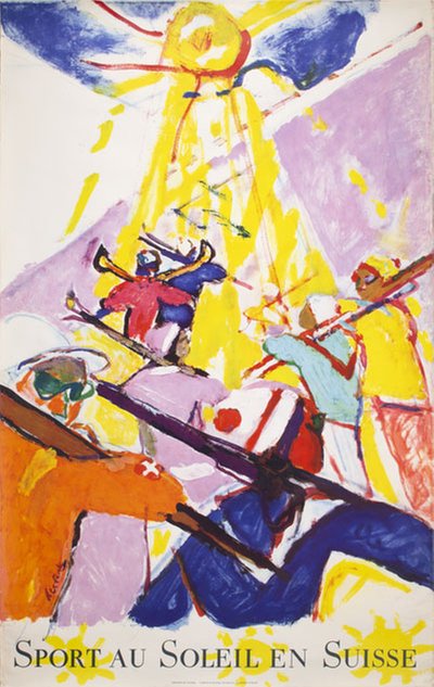 Sport au Soleil en Suisse Switzerland original poster designed by Falk, Hans (1918-2002)