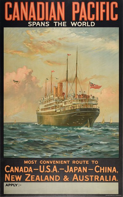 Canadian Pacific Spans the World original poster designed by Gribble, Bernard Finegan (1873-1962)