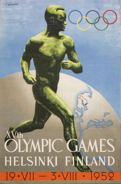 Olympic Games in Helsinki, Finland  original poster designed by Sysimetsä, Ilmari (1912-1955)