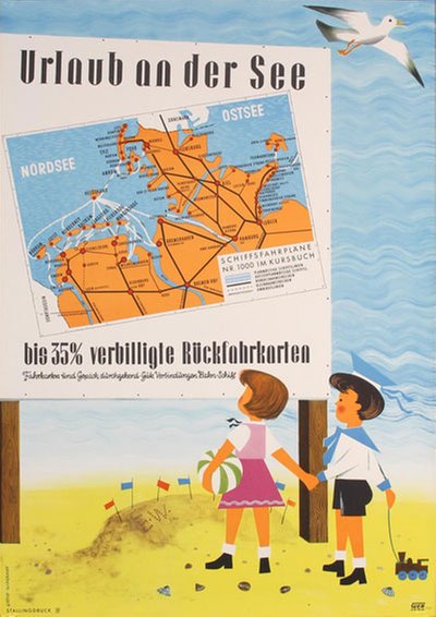 Urlaub an der See - Germany original poster designed by Grave-Schmandt, Heinz (1920-1993)