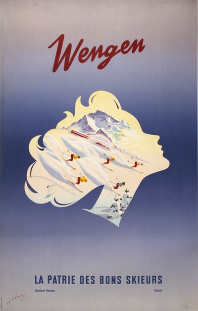 Wengen - La patrie des bons skieurs original poster designed by Peikert, Martin (1901-1975)