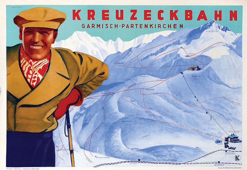 Kreuzeck-Bahn Garmisch-Partenkirchen original poster designed by Knittel, Hugo F. (1888-1958)