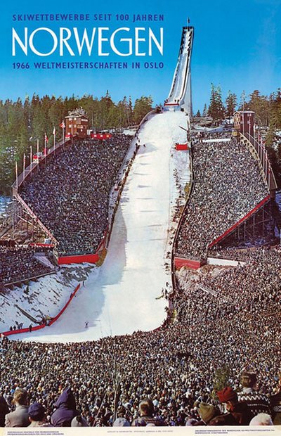 Holmenkollen Norwegen 1966 Weltmeisterschaften in Oslo original poster designed by Photo: Mittet