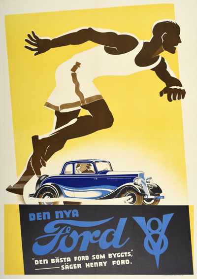 FORD　VintagePoster V8 Ford Motors Vintage Poster (Sweden) (1935) - Original Vintage