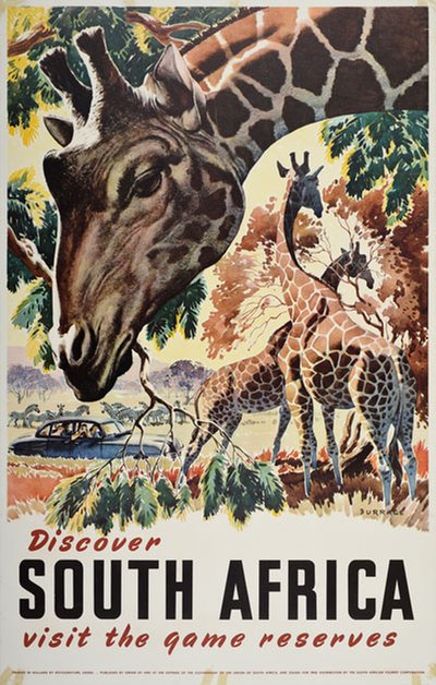 Discover South Africa visit the game reserves original poster designed by Burrage, Mildred Giddings (1890-1983)