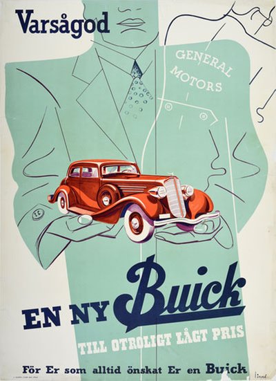 General Motors Buick 1934 Victoria Coupe original poster designed by Linné, Eric (1905-1995)