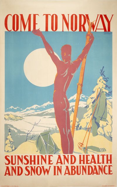 Come to Norway Sunshine and healt original poster designed by Davidsen, Trygve M. (1895-1978) 