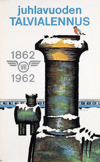 VR juhlavuoden Talvialennus original poster designed by Oksanen, Osmo K. (1921-1999) 