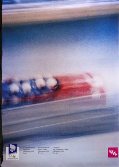 Lillehammer 94 Winter Olympics - No.06 - Bobsleigh original poster designed by Photo: Jim Bengston