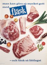 Pork ham ribs meat food vintage poster