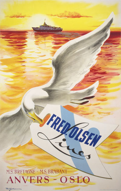Fred. Olsen Lines Anvers Oslo (1950s) - Original Vintage Poster