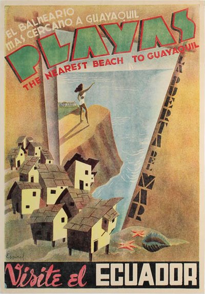 Ecuador - Playas Guayaquil original poster designed by Espinel