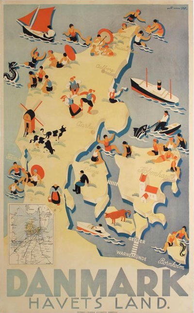 Danmark - Havets Land original poster designed by Henriksen, Sven (1890-1935)