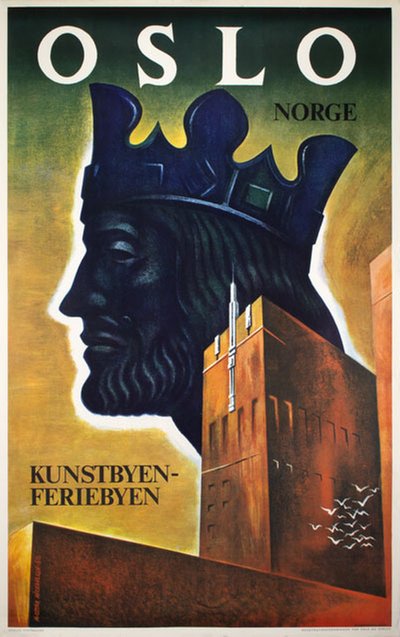 Oslo Norge Kunstbyen Feriebyen  original poster designed by Michaelsen, Michael Ottar (1917-1994)
