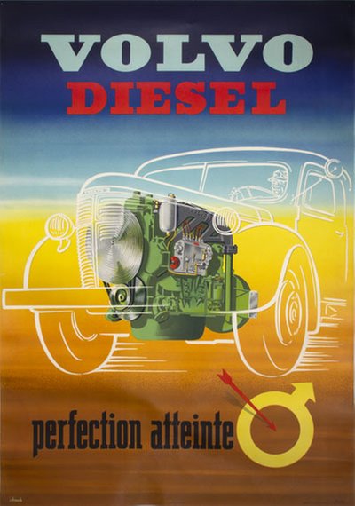 Volvo diesel original poster designed by Rittmark, Åke (1910-1987)