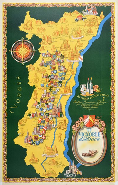 Le vignoble d Alsace original poster designed by Williy Fischer
