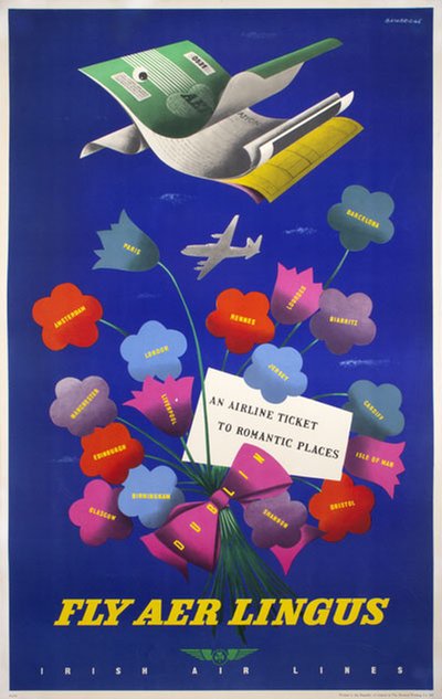 Fly Aer Lingus original poster designed by Brainbridge, John (1918-1978)