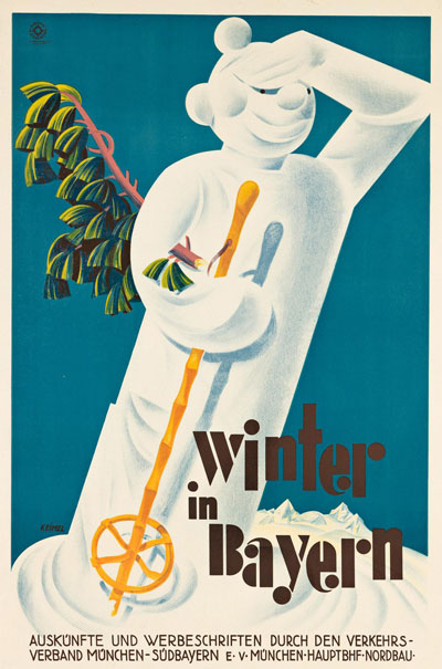 Original authentic vintage poster - Title: 'Winter in Bayern