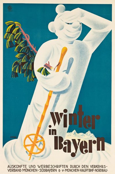 Winter in Bayern original poster designed by Keimel, Hermann (1889-1948)