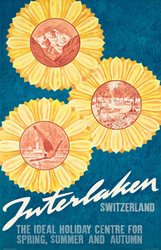 Interlaken Switzerland original vintage poster