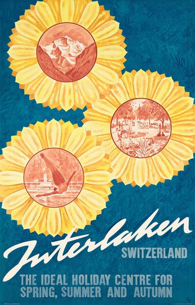 Interlaken Switzerland original poster designed by Diggelmann, Alex Walter (1902-1987)