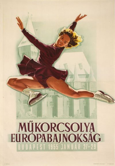 European Figure Skating Championships Budapest 1955 original poster designed by Vincze, Dénes (1924-1972)