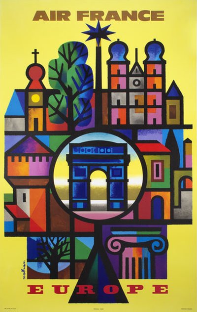 Air France - Europe original poster designed by Nathan-Garamond, Jacques (1910-2001)
