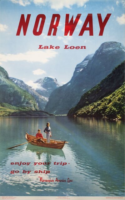 Norway - 1958 - Lake Loen original poster designed by Photo: John Tedford