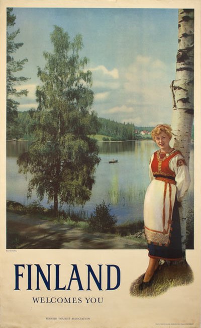 Finland Welcomes You original poster designed by Photo: Fred Runeberg