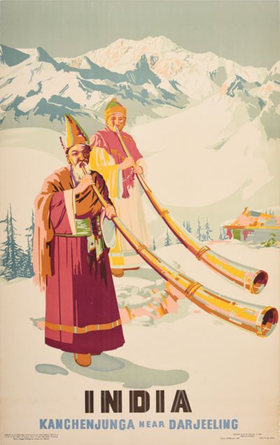 India Kanchenjunga Near Darjeeling original poster designed by Singh, Sobha (1901-1986)
