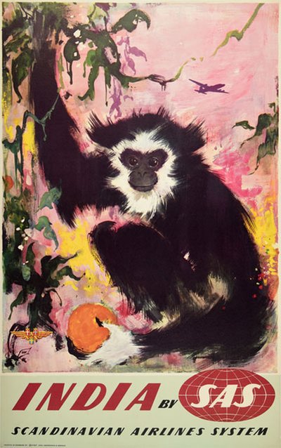 by SAS -  India original poster designed by Nielsen, Otto (1916-2000)
