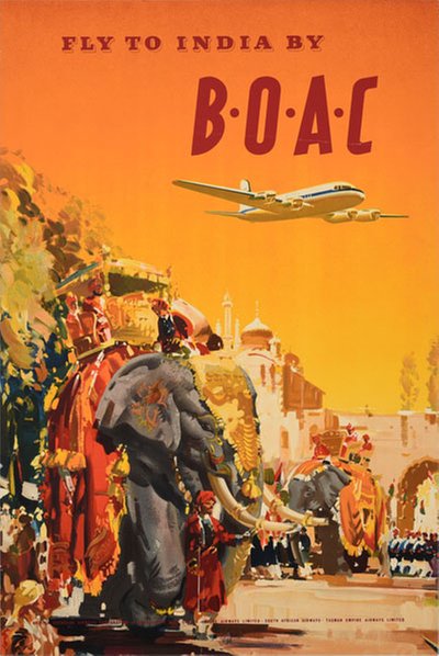 BOAC fly to India original poster designed by Wootton, Frank (1911-1998)