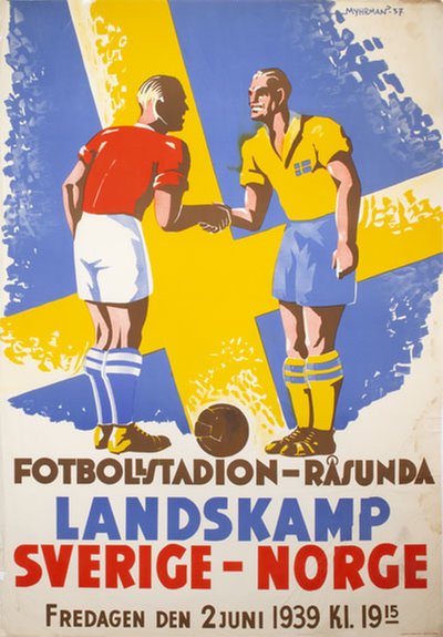 Sweden - Norway Soccer Football Poster original poster designed by Myhrman, Evert (1907-1983)