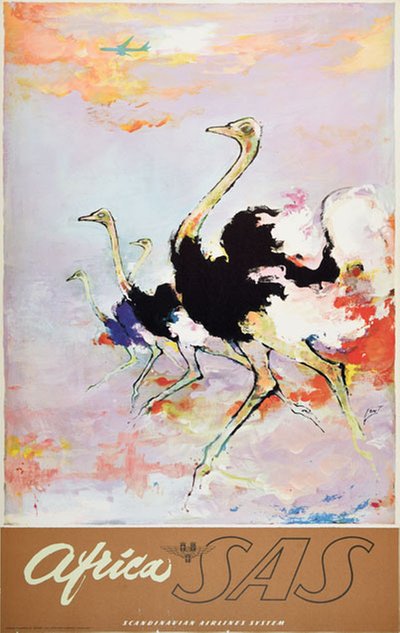 SAS -  Africa Ostrich original poster designed by Nielsen, Otto (1916-2000)