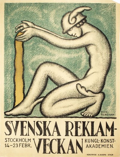 Svenska Reklamveckan 1919 Kungl. Konstakademien original poster designed by Richard Bergman