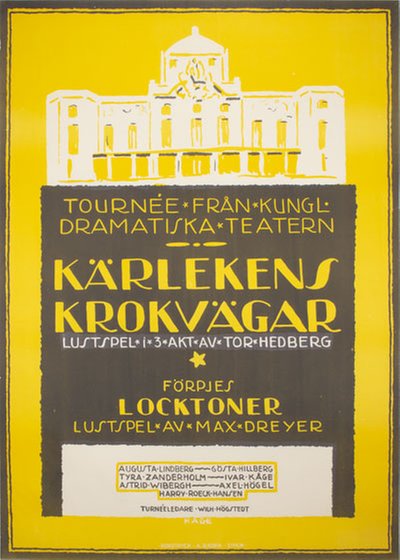 Kärlekens Krokvägar Kungliga Dramatiska Teatern original poster designed by Kåge, Wilhelm (1889-1960)