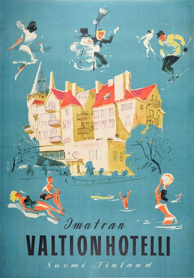 Imatran Valtionhotelli Suomi Finland original poster designed by Hietala, Lasse (1921-2008)