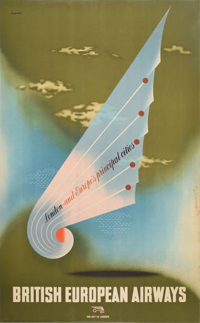 British European Airways original poster designed by Games, Abram (1914-1996)